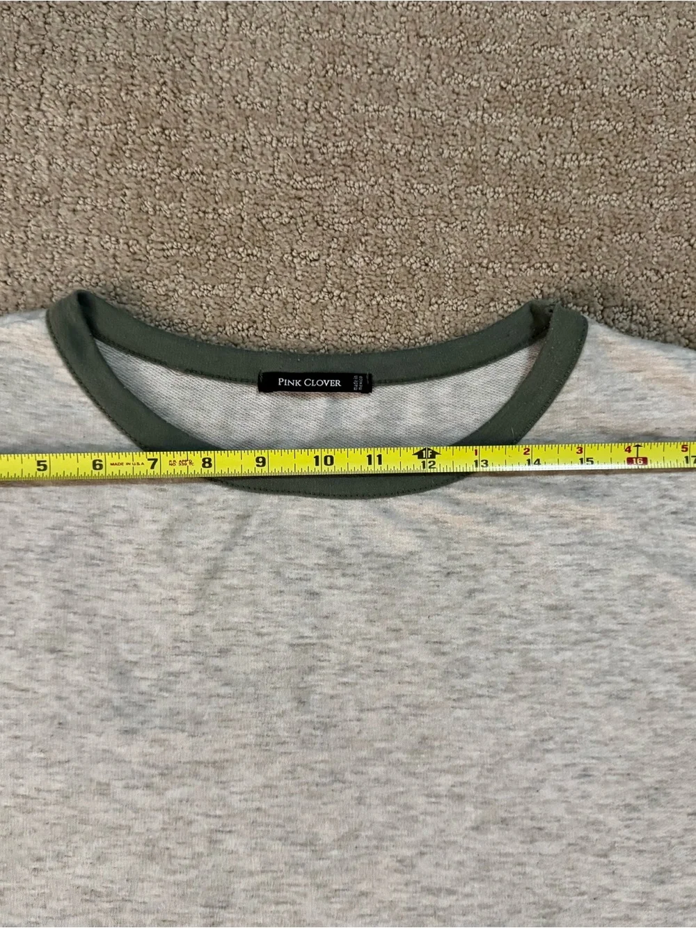 Pink Clover Iggy Short Sleeve Knit Top Cream with Sage Trim - Picture 10 of 10